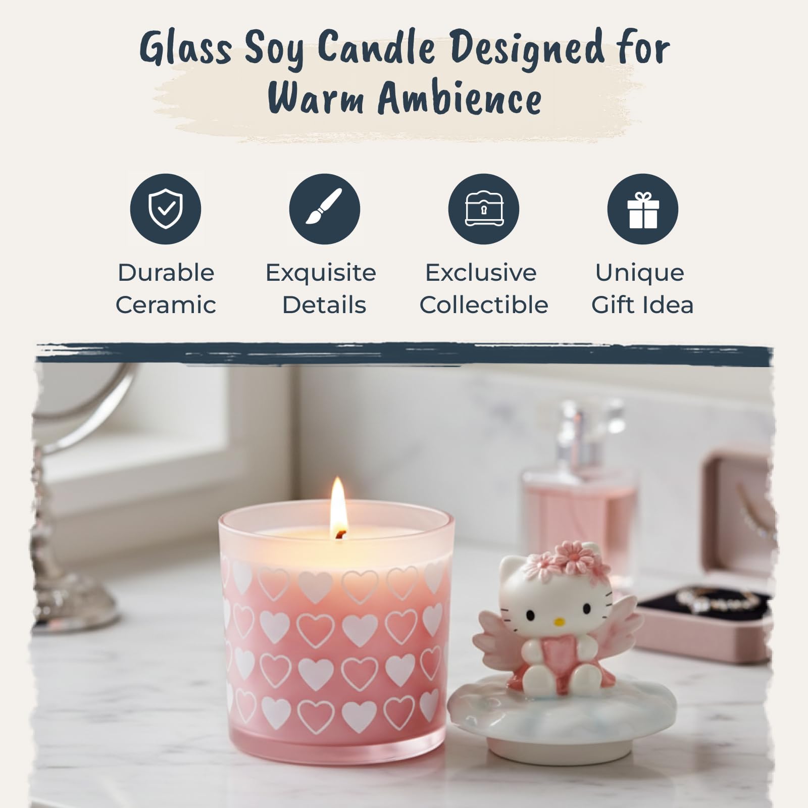 Amazon.com: Hello Kitty Angel Lidded Glass Soy Candle, 4.25